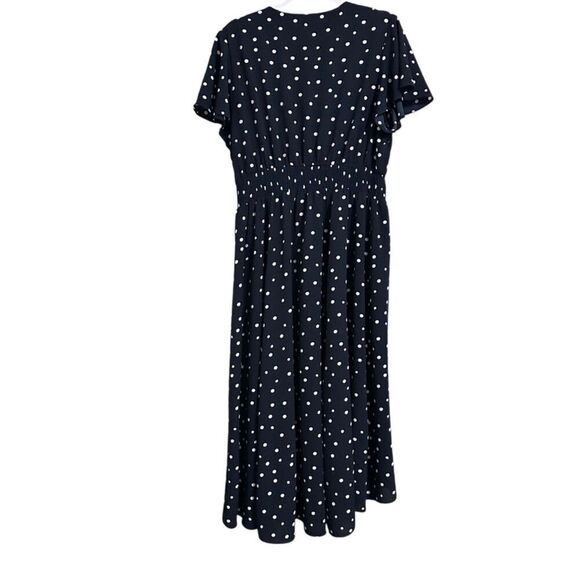 Lane Bryant Fit & Flare Polka Dot Dress Women's 18/20 Navy/White Flutter Sleeve - Picture 3 of 5
